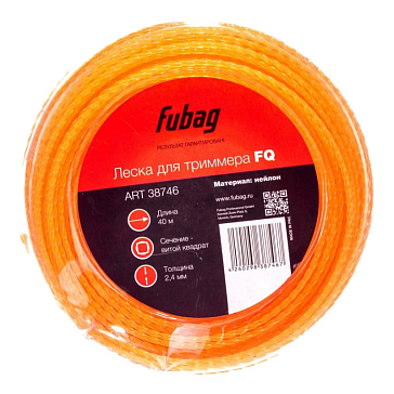 Изображение товара Триммерная леска Fubag FQ 38746, сечение витой квадрат, 40 м х 2.4 мм