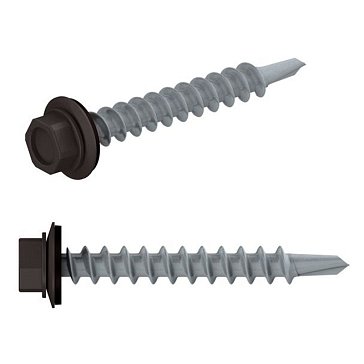 Изображение товара Саморез кровельный Starfix SMC2-22690-250 4.8х19 мм цинк, шайба с прокл., PT3, RAL 8019 (250 шт.) 