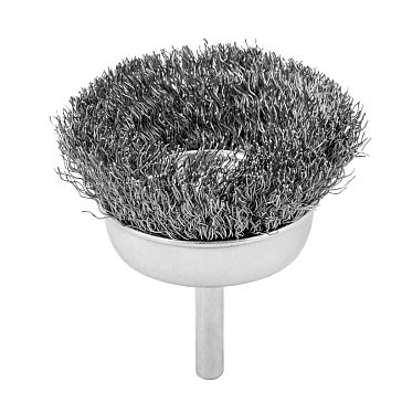Изображение товара Щетка для дрели Сибртех 744777, 65 мм, "чашка" со шпилькой, витая проволока 0,3 мм