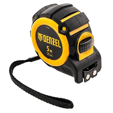 Изображение товара Рулетка Denzel 31522, 5м х 25мм, автоматич. фиксац., нейлон. покрытие, магнит. зацеп, двухстор. разметка