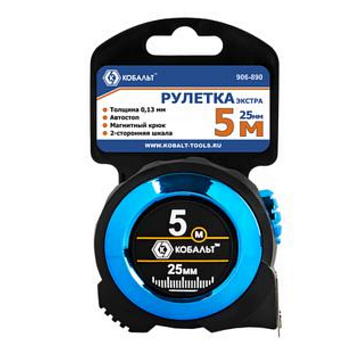 Изображение товара Рулетка Кобальт Экстра 906-890 5 м металлопластиковая для строительных работ