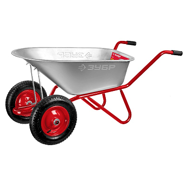 Изображение товара Двухколесная садово-строительная тачка Зубр Т-21 39952 180 кг пневматическое колесо