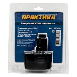 Аккумулятор Практика для DeWalt 12 В, 1.5 Ач NiCd блистер 038-791