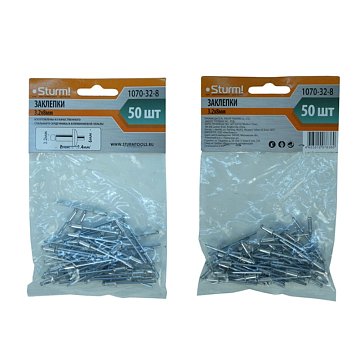 Изображение товара Заклепки Sturm 1070-32-8 алюминий сталь 3,2х8 мм 50 шт