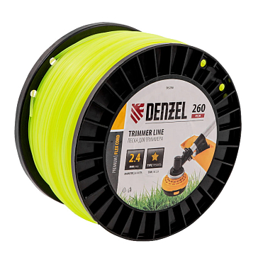 Изображение товара Леска Denzel 96286 FLEX CORD 2.4 мм 260 м на DIN катушке для триммера