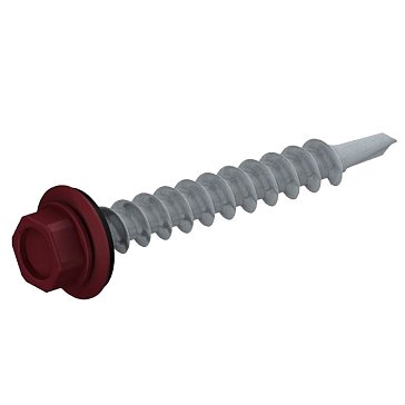 Изображение товара Саморез кровельный Starfix SMP2-32547-80, 4.8х29 мм, цинк, шайба с прокладкой, PT3, RAL 3005 (80 шт)