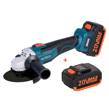 Изображение товара Аккумуляторная угловая шлифмашина Alteco CAGB 18-125 Li BL X2 49832 (диаметр диска 125 мм, лампа)