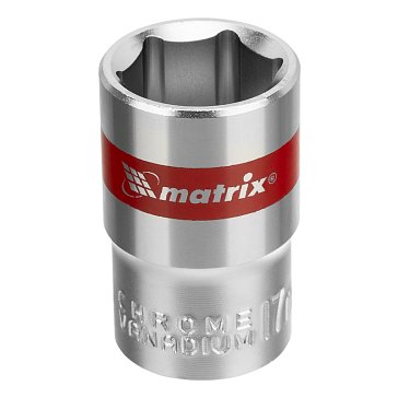 Изображение товара Головка торцевая Matrix 13117 (17мм, шестигранная, CrV, под квадрат 1/2, хромированная)