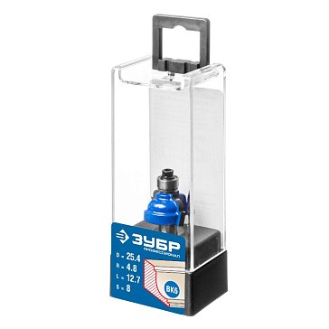 Изображение товара Фреза кромочная калевочная №7 Зубр Профессионал 25.4мм радиус 4.8мм для деревообработки