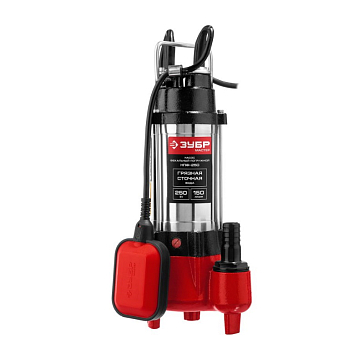 Изображение товара Насос фекальный погружной Зубр НПФ-250, 250 Вт, 150 л/мин, напор 7,5 м