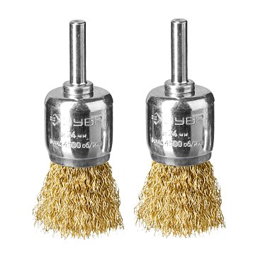 Изображение товара Набор щеток кистевых для дрели Зубр "Профессионал", 35225-24-H2_z02 (витая стальная латунированная проволока 0,3мм, 24мм, 2шт)