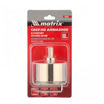 Изображение товара Сверло алмазное по керамограниту Matrix 726603, диаметр 60 мм