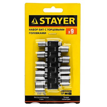 Изображение товара Набор бит с торцевой головкой Stayer MASTER 26089-H9 на 9 предметов