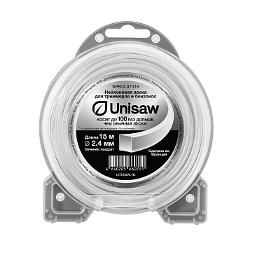 Изображение товара Леска триммерная Unisaw SPRO-07316, 2.4 мм, 15 м, квадрат