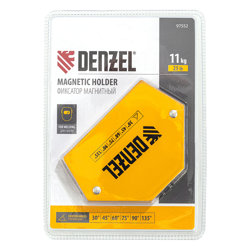 Фиксатор магнитный для сварочных работ Denzel, 97552, усилие 25 LB, (30х45х60х75х90х135 град.) в Вологде