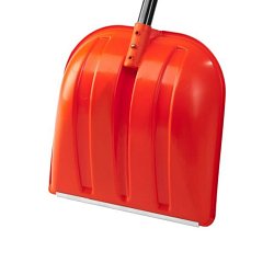 Снеговая лопата Сибин ЛПА-410 421845, 410 мм, пластиковая, с алюминиевой планкой, эргономичный алюминиевый черенок, V-ручка