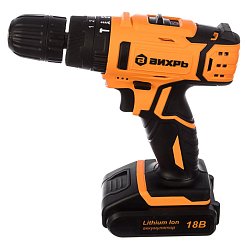 Аккумуляторная ударная дрель-шуруповерт Вихрь ДА-18Л-2КУ 72/14/17 (напряжение 18v, емкость 2 Ач)