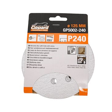Изображение товара Шлифлист Gepard GP5002-240, 125мм, Р240 для краски, 5шт