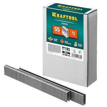Изображение товара Скобы для степлера Kraftool 31789-15, узкие, 15 мм, тип 55, 5000 шт.