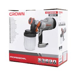 Электрический бытовой краскопульт Crown CT31013, объем бачка 0,9 л, мощность 400 Вт, регулировка
