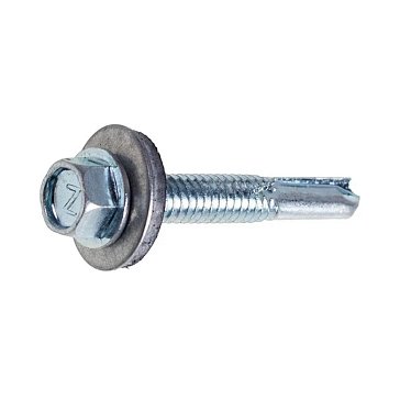 Изображение товара Саморез кровельный Starfix SMP2-53771-40, 5.5х51 мм цинк, шайба с прокл., PT5 (40 шт в пласт. конт.)