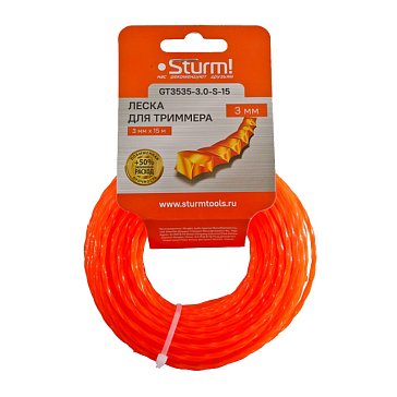 Изображение товара Леска для триммера Sturm GT3535-3.0-S-15, диаметр 3 мм, 15 м, витой квадрат