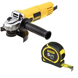 Угловая шлифмашина DeWalt DWE4119 + Подарок рулетка Stanley Tylon (5м х 19мм)