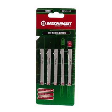 Изображение товара Пилки для лобзика по дереву Боекомплект T311C B05-311C (5 шт., 125х100мм, шаг зуба 2,75мм, быстрый прямой рез, HCS)