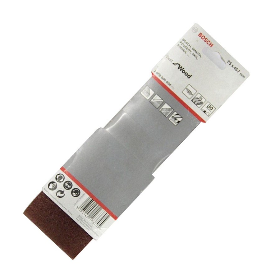 Лента BOSCH шлиф.75*457мм K80 (3шт) 2.608.606.034 в Кинешме