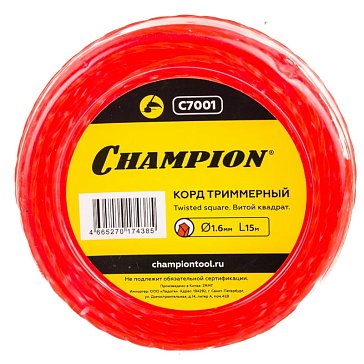 Изображение товара Корд триммерный Champion Twisted Square C7001, 1.6мм*15м, витой квадрат 
