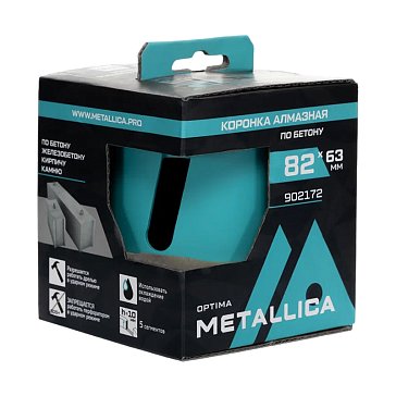 Изображение товара Коронка алмазная сегментная Metallica Optima 902172 (82x63 мм, М16, без хвостовика, по бетону)