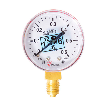 Изображение товара Манометр пропановый и метановый с поверкой Физтех 0,6 МПа