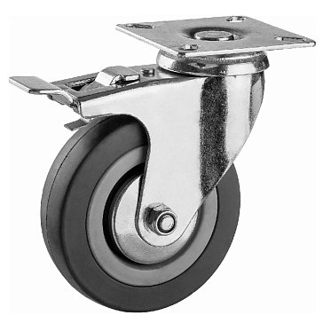 Изображение товара Колесо поворотное с тормозом Зубр 30956-100-B 100 мм, г/п 65 кг, резина/полипропилен