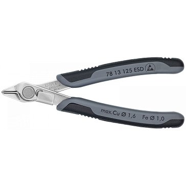 Изображение товара Бокорезы прецизионные Knipex Electronic Super Knips KN-7813125ESD, зажим для проволоки, нерж., 125 мм, 2-комп антистатические