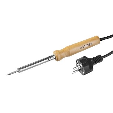 Изображение товара Паяльник Stayer MAXTerm 55310-25 с деревянной рукояткой, жало - конус, 25Вт 