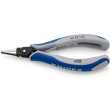 Изображение товара Плоскогубцы захватные прецизионные для электроники Knipex KN-3442130, плоские широкие губки с насечкой, 130 мм, 2-комп ручки