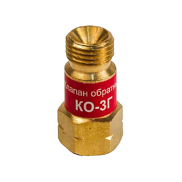 Изображение товара Клапан обратный на вход резака/горелки, левая резьба Кедр КО-3Г, пропан, ацетилен, М16х1,5LH