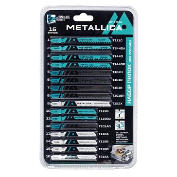Изображение товара Набор пилок для лобзика Metallica Optima 908174, №5 по дереву и металлу, 16 шт