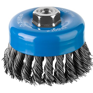 Изображение товара Щетка чашечная Зубр "Профессионал", 35277-100_z02 для УШМ (плетеные пучки стальной проволоки 0,8мм, 100ммхМ14)