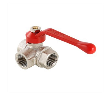 Изображение товара Кран шаровой трехходовой латунный Valtec 1/2" тип T VT.361.N.04