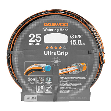 Изображение товара Шланг Daewoo UltraGrip Plus DWH 5124 армированный 25 м диаметр 5/8"