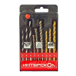 Набор сверл по металлу, бетону, дереву Интерскол 2039300200000, 5/6/8 мм, 9 штук