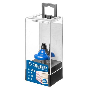 Изображение товара Фреза кромочная калевочная №2 Зубр Профессионал 28704-28.6, радиус 4 мм, 28.6 мм диаметр