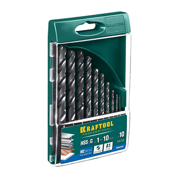 Изображение товара Набор сверл по металлу Kraftool HSS-G 10шт 1-10 мм для точного сверления металла