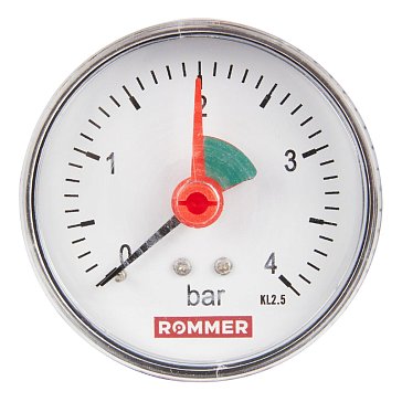 Изображение товара Манометр аксиальный с указателем предела Rommer 63 мм для водоснабжения