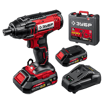 Изображение товара Винтоверт ударный Зубр ГВЛ-255-22 с двумя аккумуляторами в кейсе
