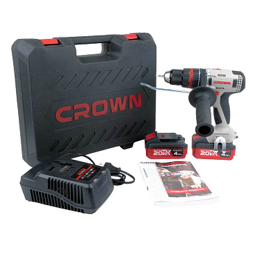 Изображение товара Аккумуляторный ударный шуруповерт Crown CT21093HMX-4 BMC BL (20В, 75Нм, 2*4Ач)