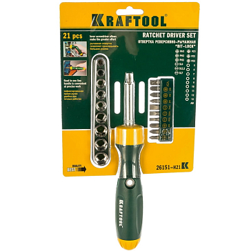 Изображение товара Реверсивно-рычажная отвертка Kraftool Expert 26151-H21 21 предметов Германия