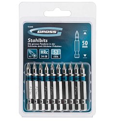 Набор бит Gross 11344 (PZ1х50, сталь S2, 10 шт.)