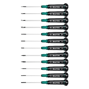 Изображение товара Набор отверток Kraftool Precision 12 25689 для точных работ (12 предметов)